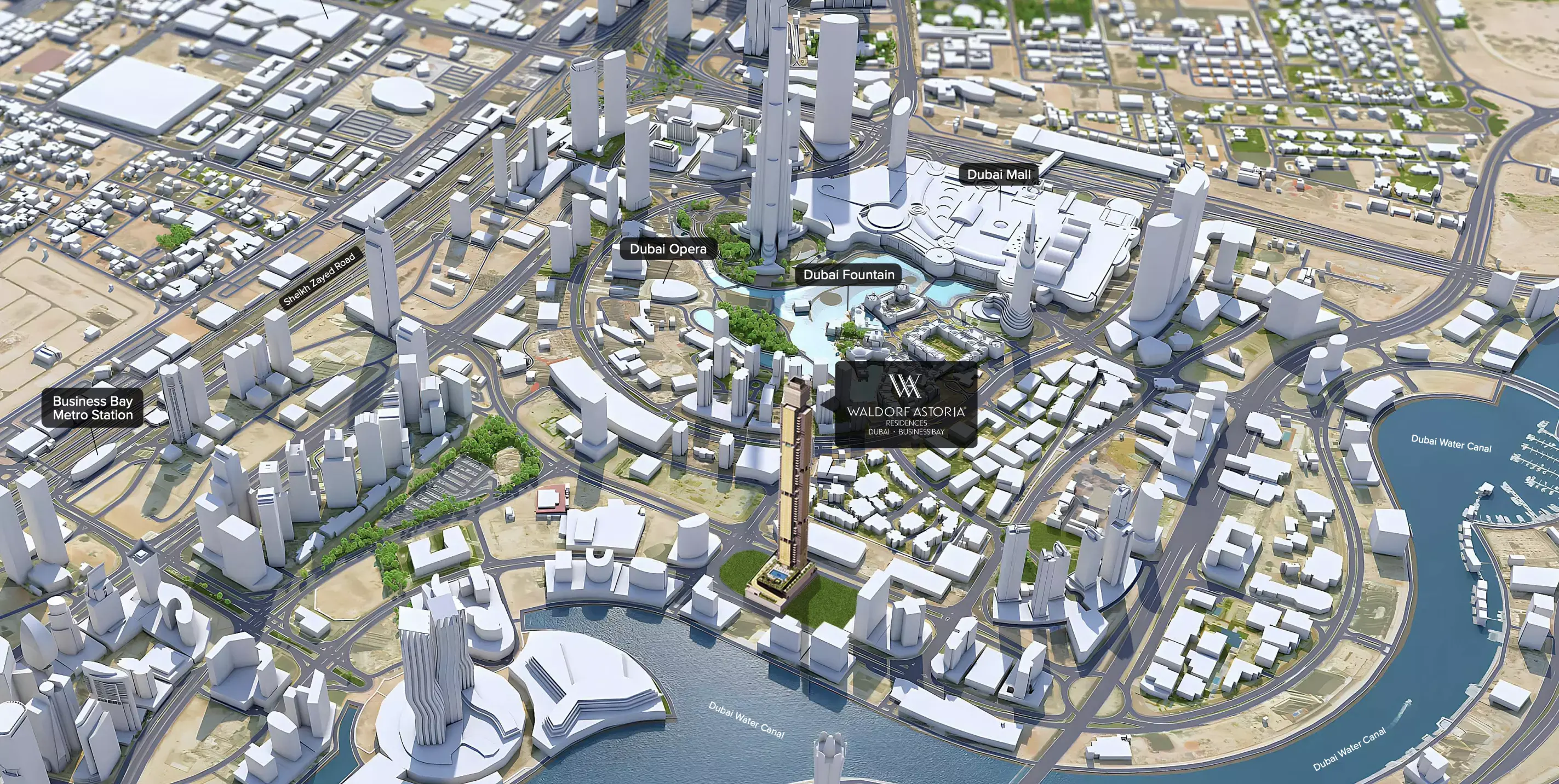Masterplan for Waldorf Astoria Residences Dubai Business Bay