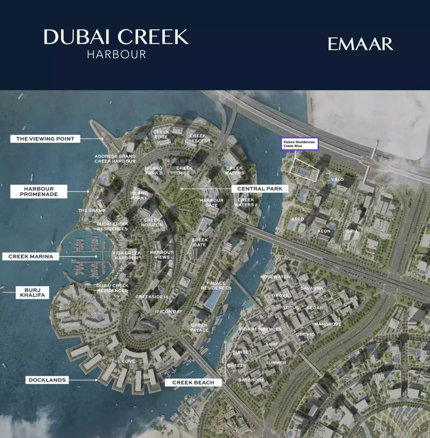 Masterplan for Palace Residences Creek Blue